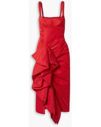 Rosie Assoulin - Ruffled Cotton-blend Faille Midi Dress - Lyst