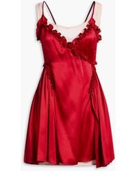Simone Rocha - Ruffled Silk-Satin Mini Slip Dress - Lyst