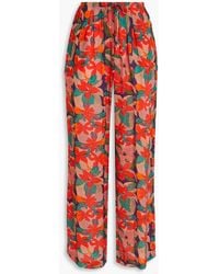 Solid & Striped - Ashling Floral-Print Crepe De Chine Wide-Leg Pants - Lyst