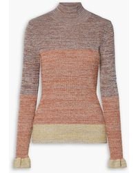 Ulla Johnson - Violette Striped Ribbed-knit Turtleneck Sweater - Lyst
