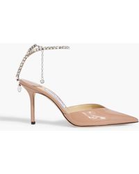 Jimmy Choo - Saeda 85 Crystal-Embellished Patent-Leather Pumps - Lyst