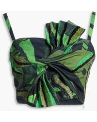FARM Rio - Twisted Embroidered Printed Linen Bra Top - Lyst