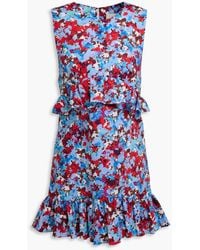 Kika Vargas - Paige Ruffled Floral-print Cotton-blend Poplin Mini Dress - Lyst