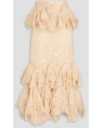 Zimmermann - Ruffled Cotton-Blend Corded Lace Maxi Skirt - Lyst