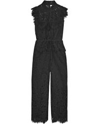 Ganni Ruffled Corded Lace Jumpsuit Black
