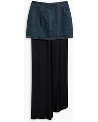 MM6 by Maison Margiela - Layered Denim And Satin Maxi Skirt - Lyst