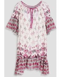Isabel Marant - Bedrucktes minikleid "loane" aus gaze aus einer baumwollmischung in metallic-optik - Lyst
