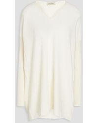 Gentry Portofino - Paneled Ribbed Cotton And Cashmere-blend Sweater - Lyst