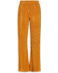 Stine Goya - Markus Sequined Plissé-knitted Straight-leg Pants - Lyst