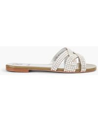 Gina - Orion Crystal-Embellished Leather Slides - Lyst