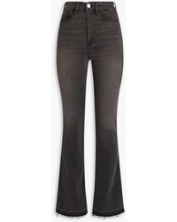 FRAME - Le Super High Mini Boot Frayed High-rise Bootcut Jeans - Lyst