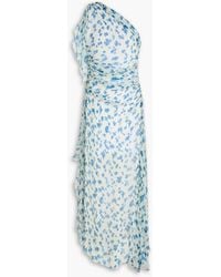 Victoria Beckham - One-shoulder Draped Floral-print Silk-crepon Maxi Dress - Lyst