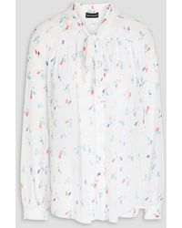 Emporio Armani - Pussy-bow Printed Crepon Shirt - Lyst