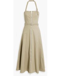 Nicholas - Delilah Buckle-detailed Cotton-blend Twill Halterneck Midi Dress - Lyst