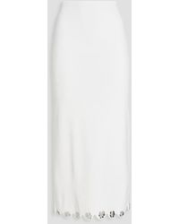 Sandro - Floral-appliquéd Stretch-knit Midi Pencil Skirt - Lyst
