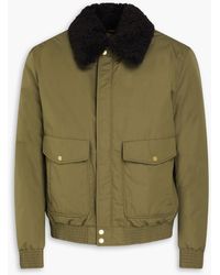 dunhill - Aviator bomberjacke aus einer baumwoll-seidenmischung mit shearling-besatz - Lyst