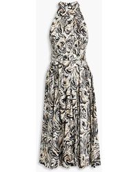 Diane von Furstenberg - Nicola Pleated Printed Satin-jacquard Midi Dress - Lyst