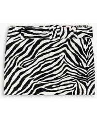 Alessandra Rich - Belted Zebra-print Cotton-velvet Mini Skirt - Lyst