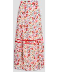Ba&sh - Flared Floral-print Seersucker Maxi Skirt - Lyst