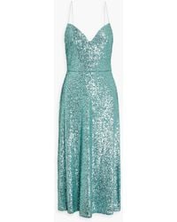 Monique Lhuillier - Sequined Stretch-tulle Midi Dress - Lyst