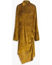 Petar Petrov - Adelio Pleated Silk-Blend Corduroy Midi Shirt Dress - Lyst