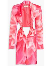LEO LIN - Eliza Twisted Printed Satin Mini Dress - Lyst