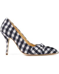 Maje Knotted Gingham Woven Court Shoes White