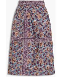 Antik Batik - Fanny Quilted Printed Cotton-voile Skirt - Lyst