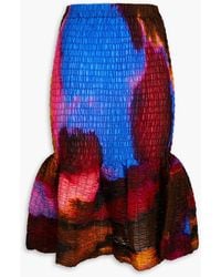 Dries Van Noten - Fluted Shirred Printed Cotton-voile Skirt - Lyst