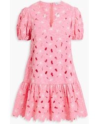 RED Valentino - Ruffled Cotton Guipure Lace Mini Dress - Lyst