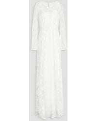 ML Monique Lhuillier - Gathered Embroidered Tulle Gown - Lyst