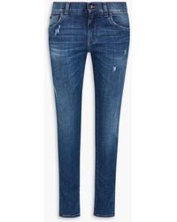 Dolce & Gabbana - Jeans mit schmalem bein aus denim in distressed-optik - Lyst