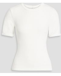 FRAME - Crochet-Trimmed Modal-Blend Jersey T-Shirt - Lyst