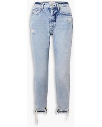 FRAME - Le Original Cropped Distressed Boyfriend Jeans - Lyst