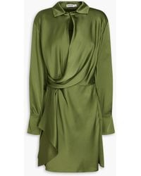 Jonathan Simkhai - Talit Draped Crepe-Satin Mini Shirt Dress - Lyst