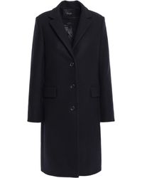 Maje Wool-blend Felt Coat Black