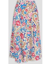 Isabel Marant - Cacia Pintucked Floral-print Silk-blend Crepe De Chine Midi Skirt - Lyst