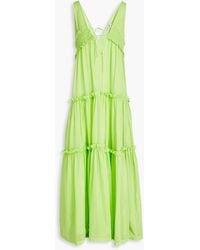 Nicholas - Myla Shirred Cotton And Silk-blend Voile Maxi Dress - Lyst