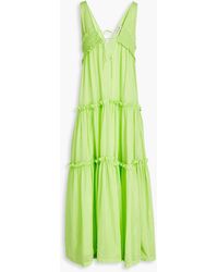 Nicholas - Shirred Cotton And Silk-blend Voile Maxi Dress - Lyst