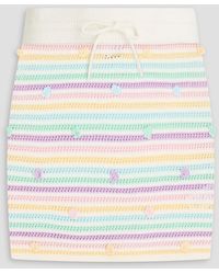 CASABLANCA - Floral-Appliquéd Striped Crochet-Knit Mini Skirt - Lyst