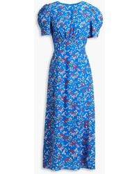 Saloni - Bianca Floral-print Silk Crepe De Chine Midi Dress - Lyst