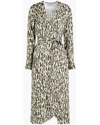 Officine Generale - Clea Leopard-print Satin-twill Midi Wrap Dress - Lyst
