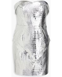 ROTATE BIRGER CHRISTENSEN - Hemily Strapless Faux Croc-effect Leather Mini Dress - Lyst