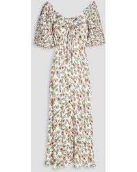 byTiMo - Off-the-shoulder Printed Satin-crepe Midi Dress - Lyst