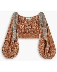 Zimmermann - Chintz Cropped Floral-print Silk Crepe De Chine Top - Lyst
