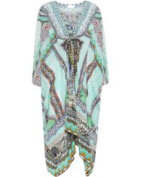 Camilla The King And I Embellished Silk Crepe De Chine Kaftan Mint - Multicolour