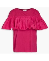 RED Valentino - Ruffled Taffeta And Cotton-jersey T-shirt - Lyst