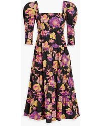 Diane von Furstenberg - Nora Tiered Floral-print Cotton-blend Poplin Midi Dress - Lyst