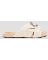Alexandre Birman - Madelina Embellished Leather And Raffia Sandals - Lyst
