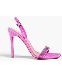 Gianvito Rossi - Britney Crystal-Embellished Velvet Slingback Sandals - Lyst